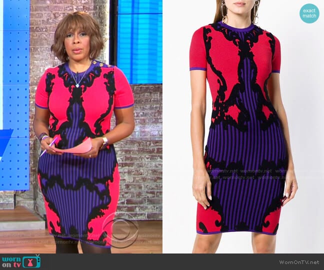 Intarsia-Knit Dress by Versace worn by Gayle King on CBS Mornings