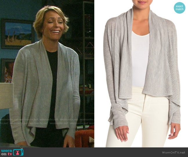 ribbed open front cardigan