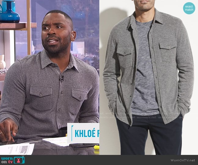 Wool Cashmere Long Sleeve Shirt by Vince worn by Justin Sylvester on E! News