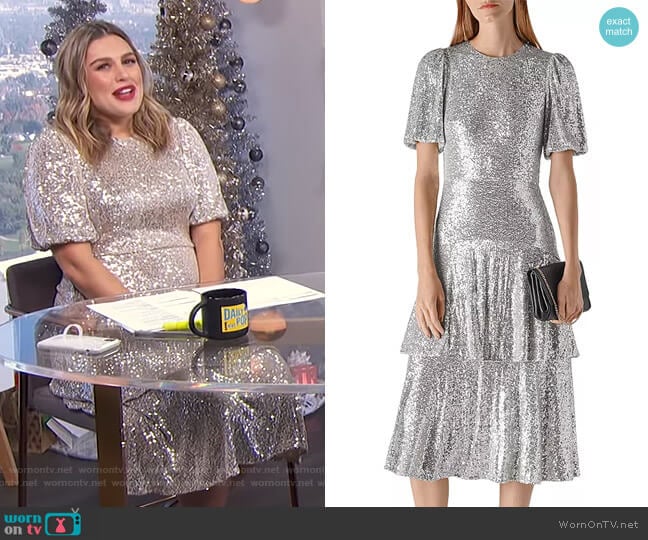 Arabelle Sequined Midi Dress by Whistles worn by Carissa Loethen Culiner on E! News