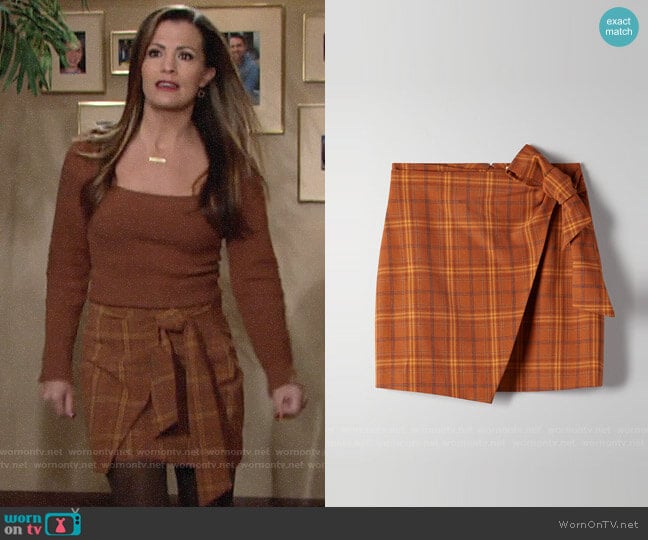 Aritzia Wilfred Dorine Skirt worn by Chelsea Lawson (Melissa Claire Egan) on The Young and the Restless