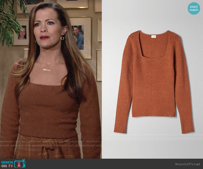 Aritzia Wilfred  Kirsty Sweater worn by Chelsea Lawson (Melissa Claire Egan) on The Young and the Restless