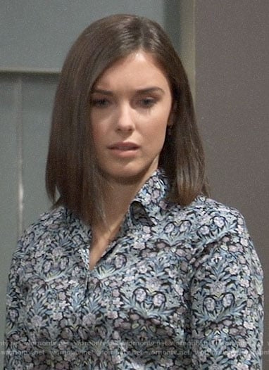 Willow’s blue floral button down shirt on General Hospital