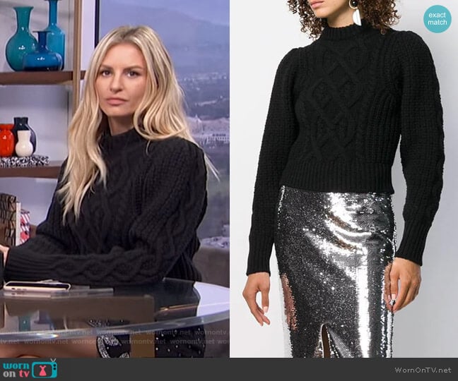 WornOnTV: Morgan’s black cable knit sweater and embellished mini skirt ...