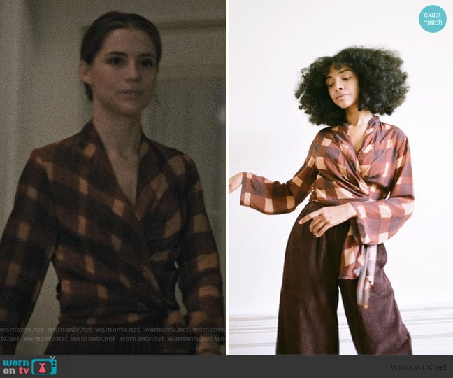 Long Sleeve Wrap Top by Wray worn by Stephanie 'Stevie' McCord (Wallis Currie-Wood) on Madam Secretary