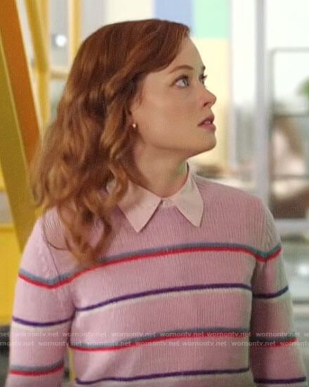 Zoey's purple striped sweater on Zoeys Extraordinary Playlist