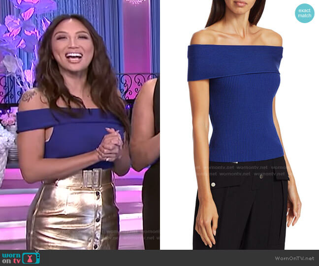 Off-the-Shoulder Knit Top by 3.1 Phillip Lim worn by Jeannie Mai  on The Real