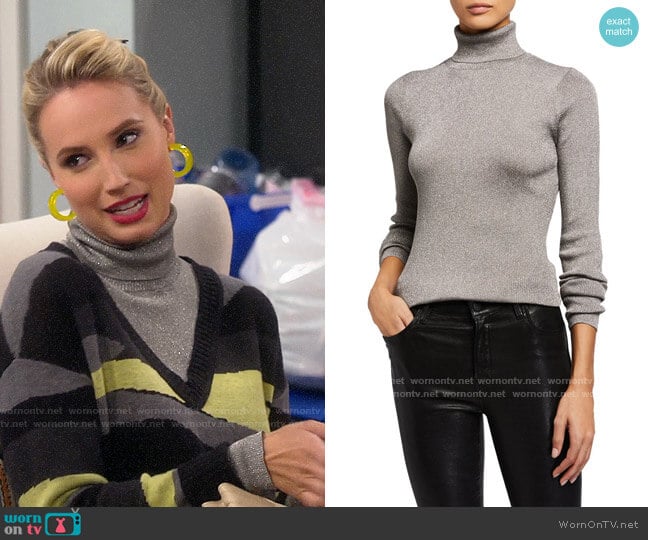 3.1 Phillip Lim Ribbed Metallic Turtleneck Pullover Sweater worn by Mandy Baxter (Molly McCook) on Last Man Standing