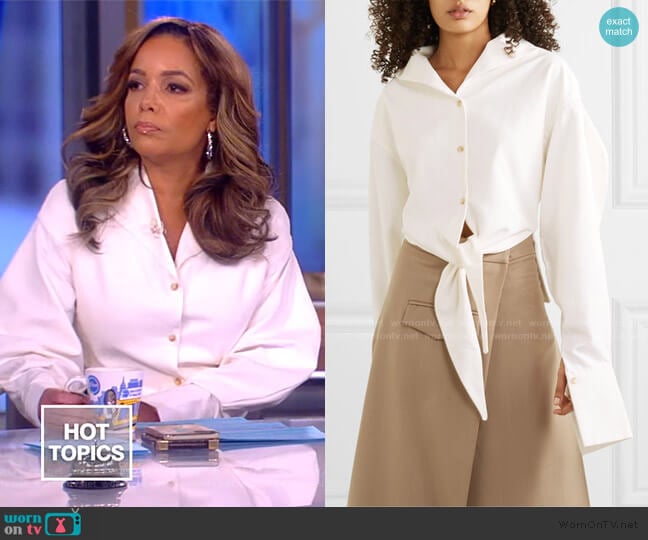 + NET SUSTAIN tie-detailed twill shirt by Aaizel worn by Sunny Hostin on The View