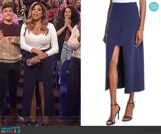 Canady Layered Cutaway Midi Skirt by A.L.C. worn by Wendy Williams on The Wendy Williams Show