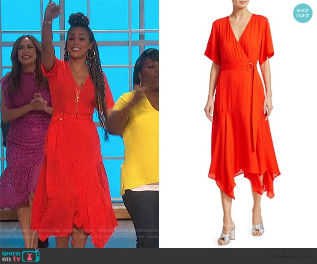 Claire Belted Handkerchief Silk Dress by A.L.C. worn by Eve on The Talk