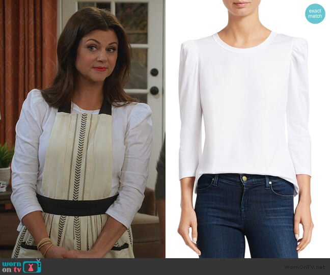 Karlie Puff-Sleeve Tee by A.L.C. worn by Lori Mendoza (Tiffani Thiessen) on Alexa & Katie