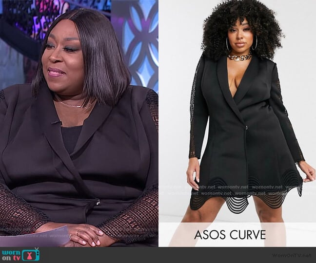 Lace Inset Cut Out Tux Blazer Mini Dress by ASOS worn by Loni Love on The Real