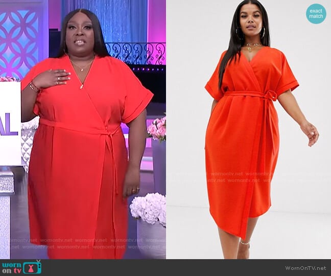 Midi Wrap Dress by Asos Curve worn by Loni Love on The Real