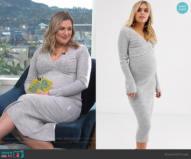 Maternity Pleat Detail Knit Midi Dress by Asos worn by Carissa Loethen Culiner on E! News