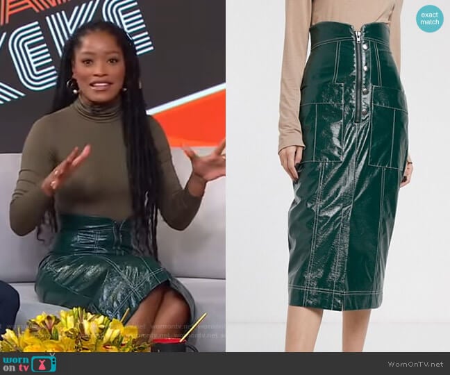 Vinyl Pencil Skirt with Contrast Stitch Detail by Asos worn by Keke Palmer on Good Morning America