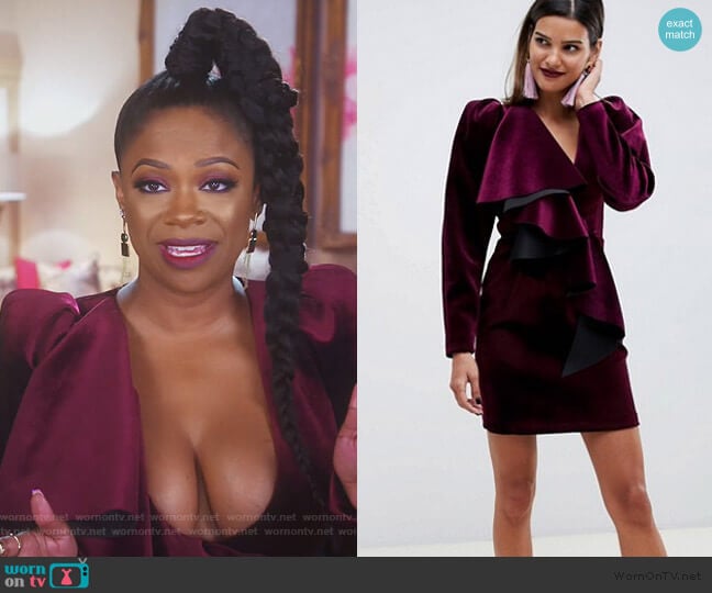 Velvet Mini Cocktail Dress by ASOS worn by Kandi Burruss on The Real Housewives of Atlanta