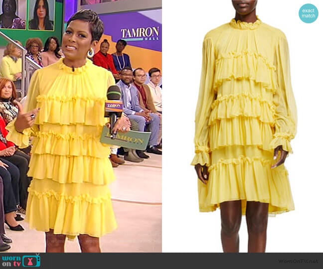 yellow tiered ruffle dress