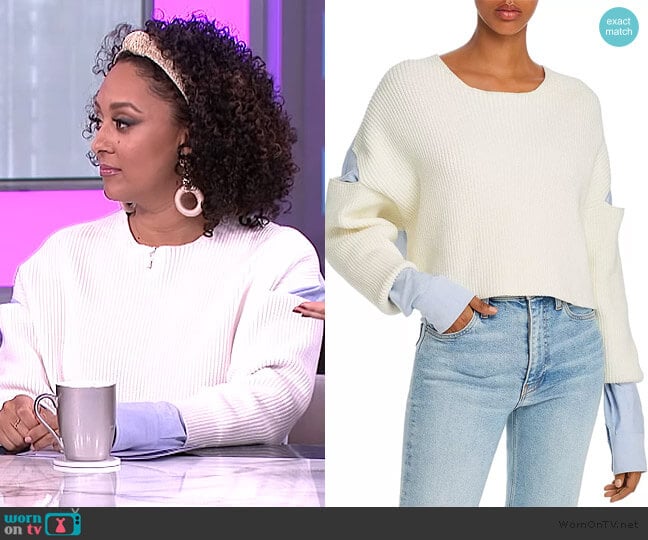 Layered-Look Cutout Combo Top by T by Alexander Wang worn by Tamera Mowry on The Real