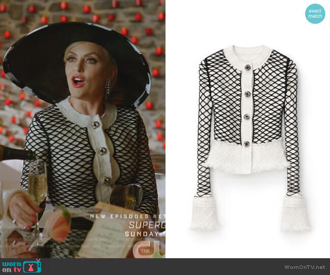 Tweed Fishnet Jacket by Alexander Wang worn by Alexis Carrington (Elaine Hendrix) on Dynasty