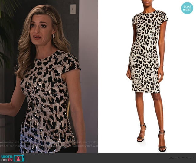 Nat Embellished Short-Sleeve Dress by Alice + Olivia worn by Brooke D'Orsay on Grace and Frankie