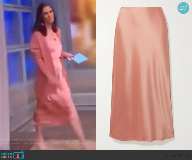 Athena Satin Midi Skirt by Alice + Olivia worn by Abby Huntsman on The View