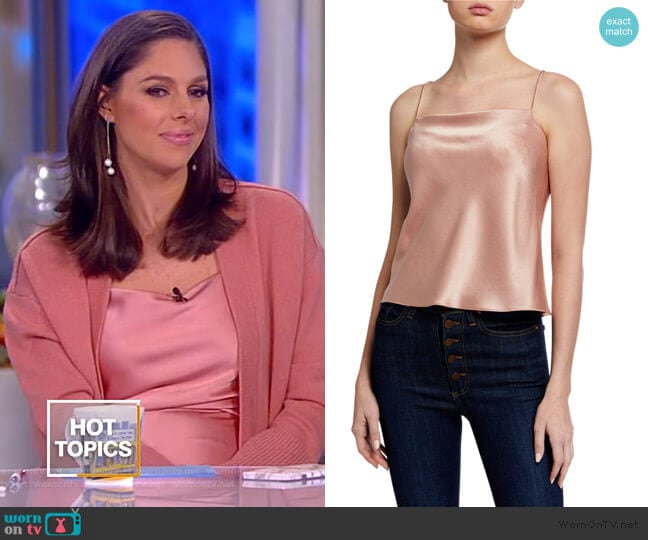 Harmon Drapey Satin Slip Tank by Alice + Olivia worn by Abby Huntsman on The View