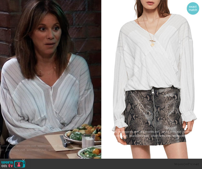 All Saints Penny Stripe Blouse worn by Alexis Davis (Nancy Lee Grahn) on General Hospital