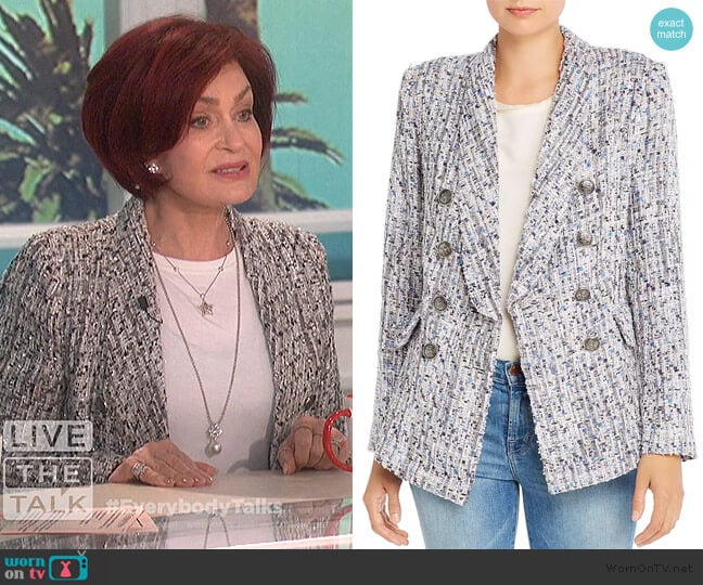 Tweed Double-Breasted Blazer by Aqua worn by Sharon Osbourne on The Talk