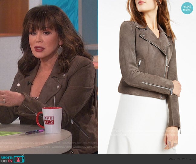 Santana Suede Jacket by BCBGMAXAZRIA worn by Marie Osmond on The Talk