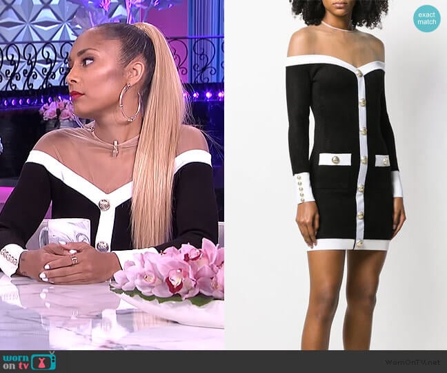 Off-the-shoulder Mini Dress by Balmain worn by Amanda Seales on The Real