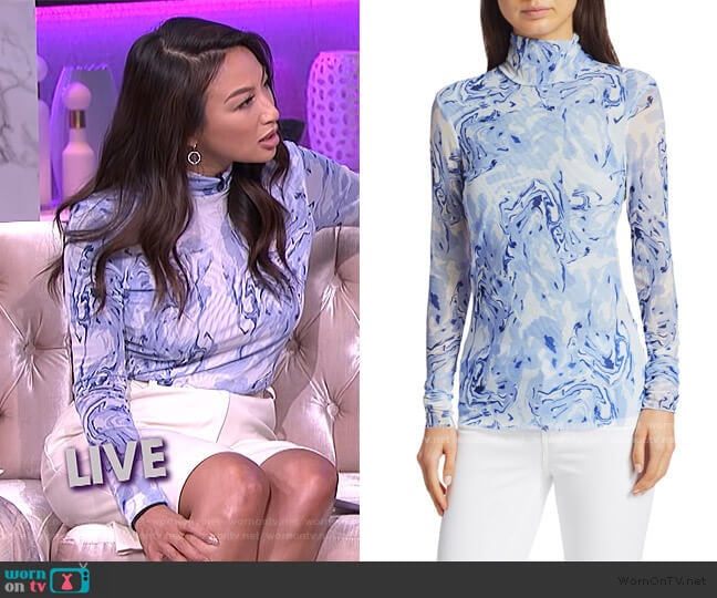 Romance & Rituals Jodi Marble-Print Turtleneck Top by Baum und Pferdgarten worn by Jeannie Mai on The Real