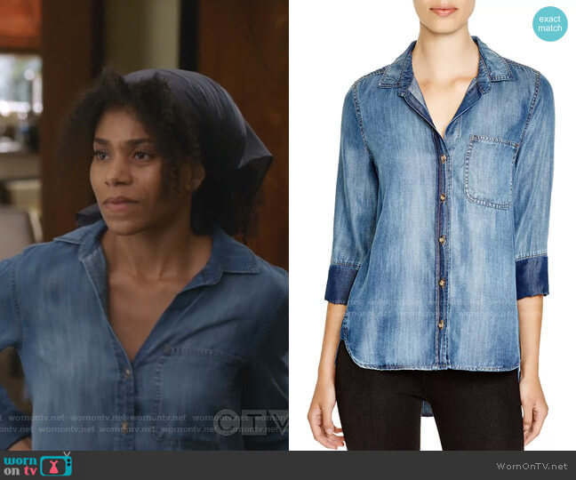 Chambray Button-Down Shirt by Bella Dahl worn by Maggie Pierce (Kelly McCreary) on Greys Anatomy