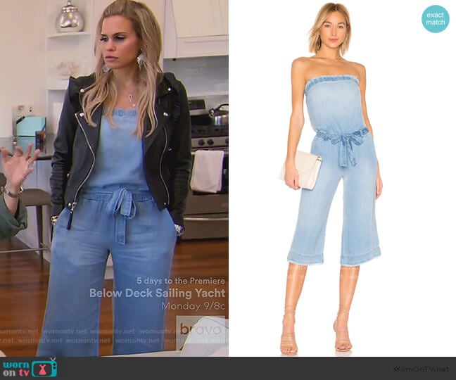 Strapless Chambray Jumpsuit by Bella Dahl worn by Jackie Goldschneider on The Real Housewives of New Jersey