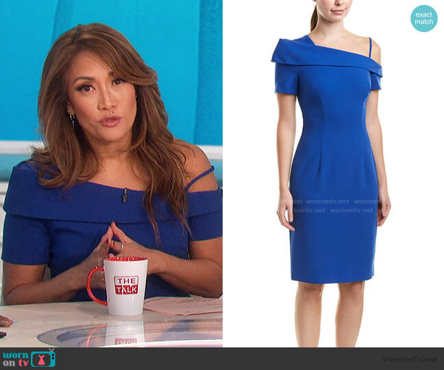 WornOnTV: Carrie’s blue folded neckline sheath dress on The Talk ...
