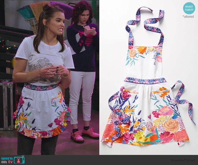 Paint + Petals Apron by Bridgette Thornton worn by Alexa Mendoza (Paris Berelc) on Alexa & Katie