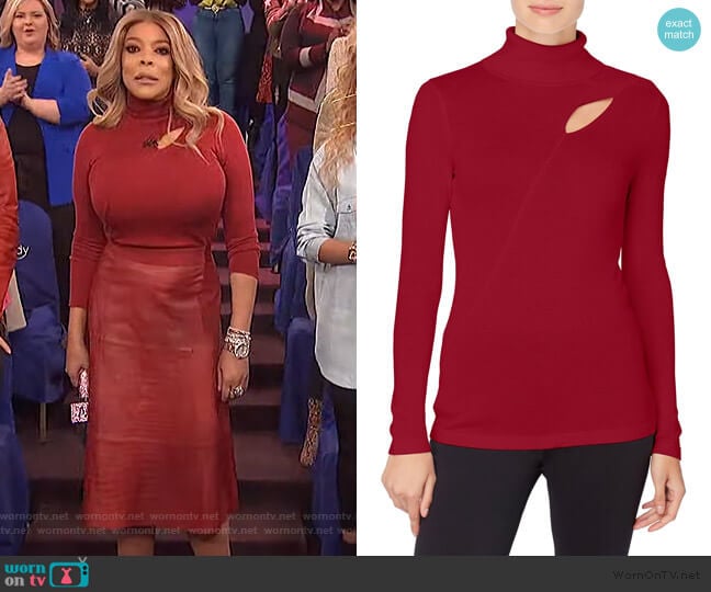 Dessie Cutout Turtleneck Sweater by Catherine Catherine Malandrino worn by Wendy Williams on The Wendy Williams Show