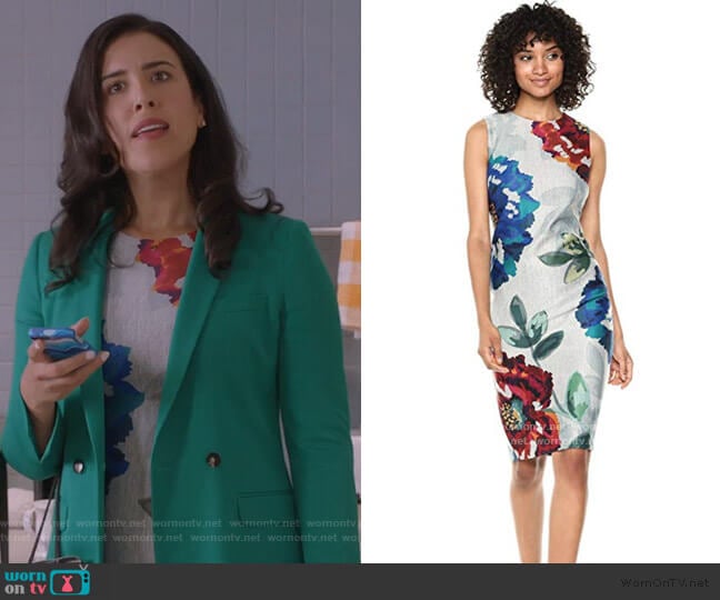 Floral Midi Dress by Calvin Klein worn by Shannon Ross (Nicole Power) on Kims Convenience