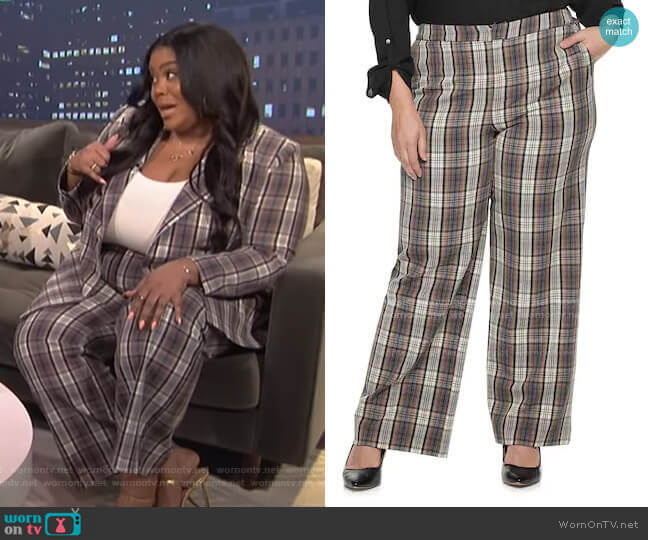 Cara Santana Plaid High Rise Bootcut Pants by Apt. 9 worn by Nina Parker on E! News