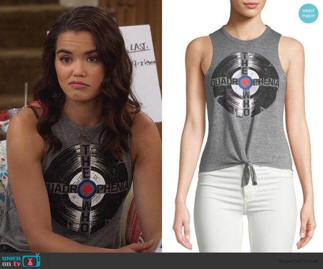 Tie Front Muscle Tank Top by Chaser worn by Alexa Mendoza (Paris Berelc) on Alexa & Katie