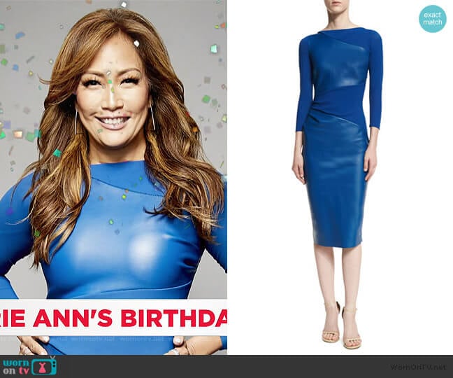 Malila Long-Sleeve Paneled Cocktail Dress by Chiara Boni La Petite Robe worn by Carrie Inaba on The Talk