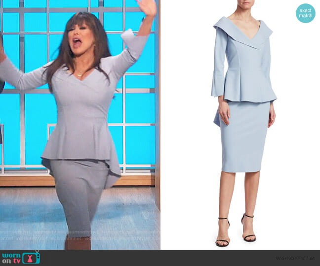 Zoya Long-Sleeve Peplum Sheath Dress by Chiara Boni La Petite worn by Marie Osmond on The Talk