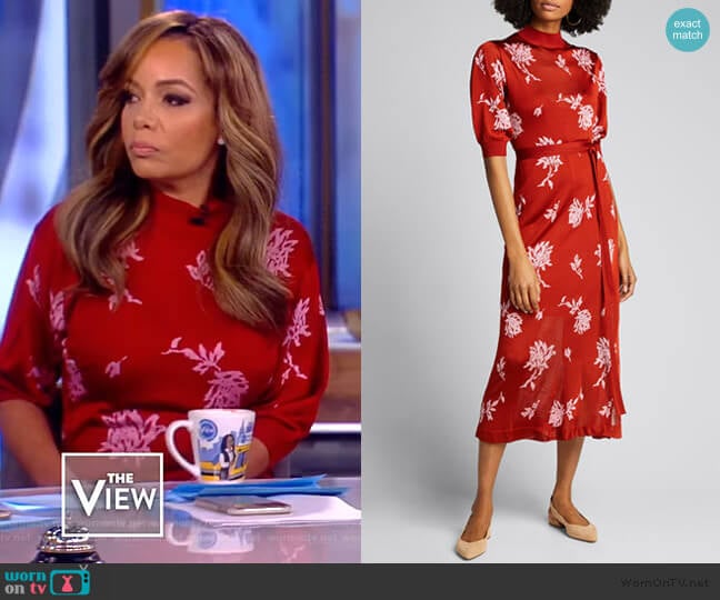 Embellished Floral Jacquard Midi Dress by Chloe worn by Sunny Hostin on The View