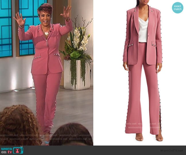 Dive Studded Blazer and Highland Pants by Cinq a Sept worn by Vivica A Fox on The Talk