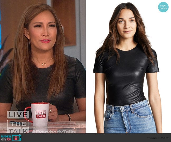 Faux Leather Tee Bodysuit by Commando worn by Carrie Inaba  on The Talk
