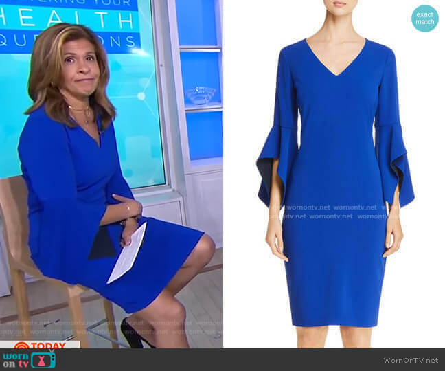 Contrast Bell Sleeve Dress by Badgley Mischka worn by Hoda Kotb on Today