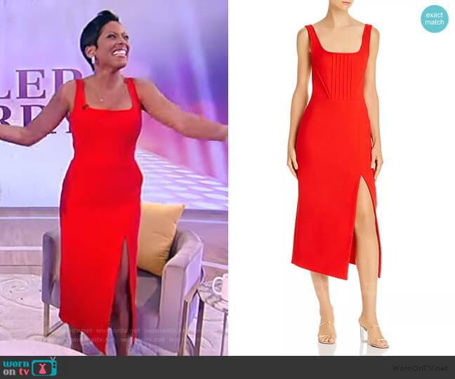 WornOnTV: Tamron’s red sleeveless dress with slit on Tamron Hall Show ...