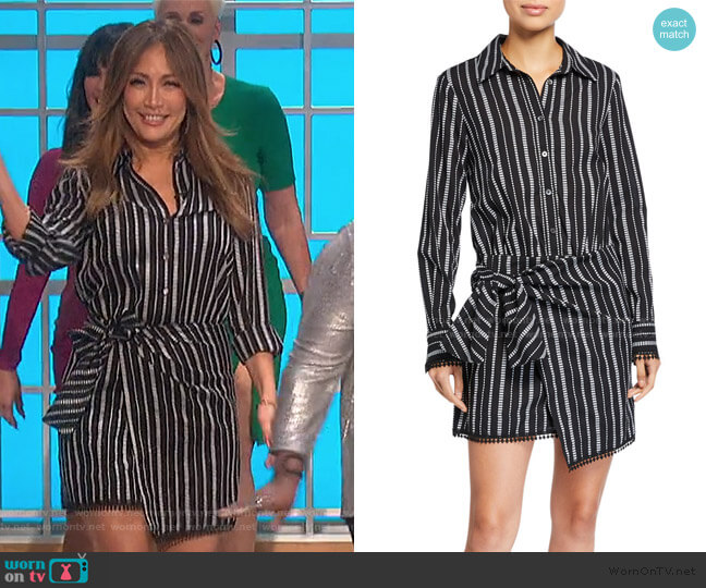 Eunice Striped Shirt Dress by Derek Lam 10 Crosby worn by Carrie Inaba on The Talk