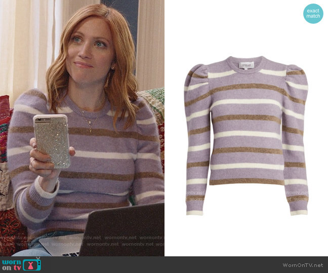 Derek Lam 10 Crosby Striped Puff Sleeve Sweater worn by Julia Bechley (Brittany Snow) on Almost Family