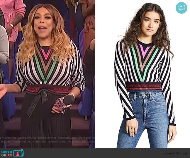 Chevron Sweater by Diane von Furstenberg worn by Wendy Williams on The Wendy Williams Show